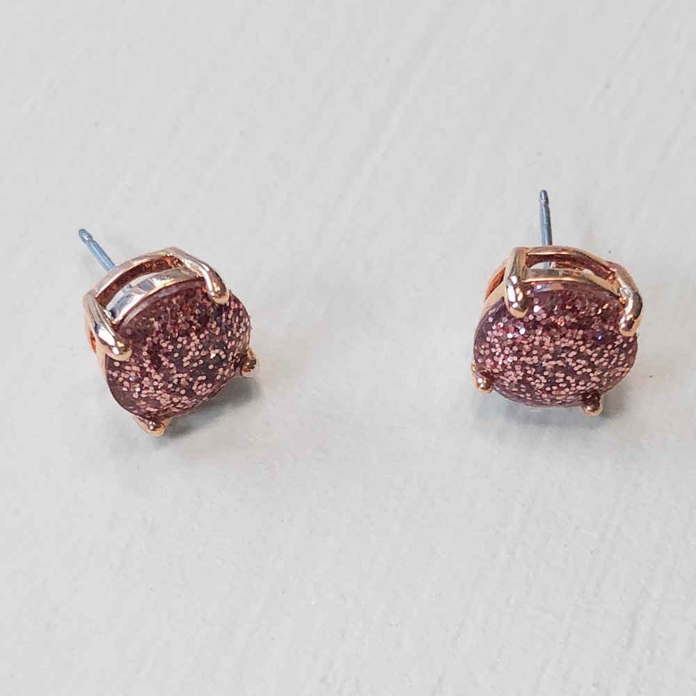 KATE SPADE Rose Shimmer Glitter Gold Stud Earrings